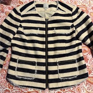 Halogen Black and Cream Striped Blazer